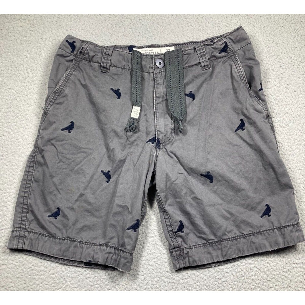 Aeropostale Shorts Men's 32x8 Gray Embroidered Birds Drawstring Preppy Cotton